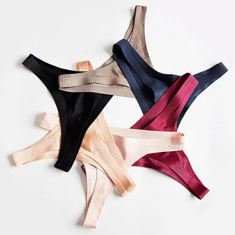 3 Pcs/Lot Seamless Thong Sexy Ice Silk Thongs Women Plain Tangas Mujer String Panties G-string Underwear Woman Intimates XXL