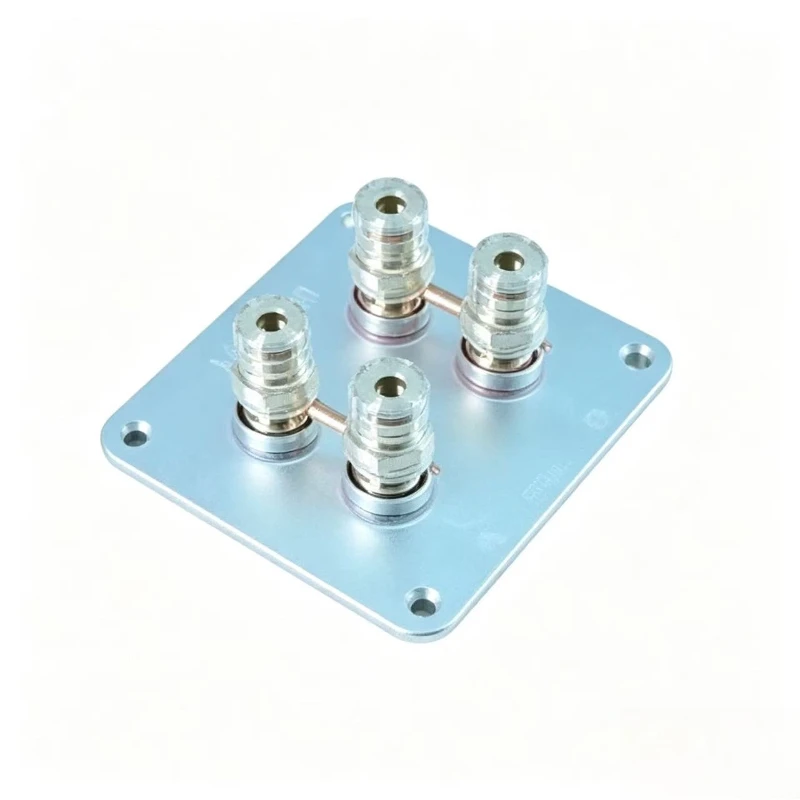 4-position square all-brass solderless speaker terminal box board hifi audio diy accessories binding posts, dimensions 92*80