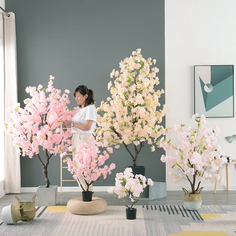 

110/160/190cm Artificial Cherry Blossom Tree Bonsai Simulated Flower Decor Wedding Home Office Party Fake Plant Floor Potted