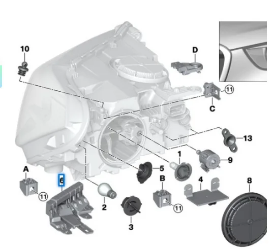 63117428741 or 63117428742  Suitable for BMW X1 F48 Headlight Bracket