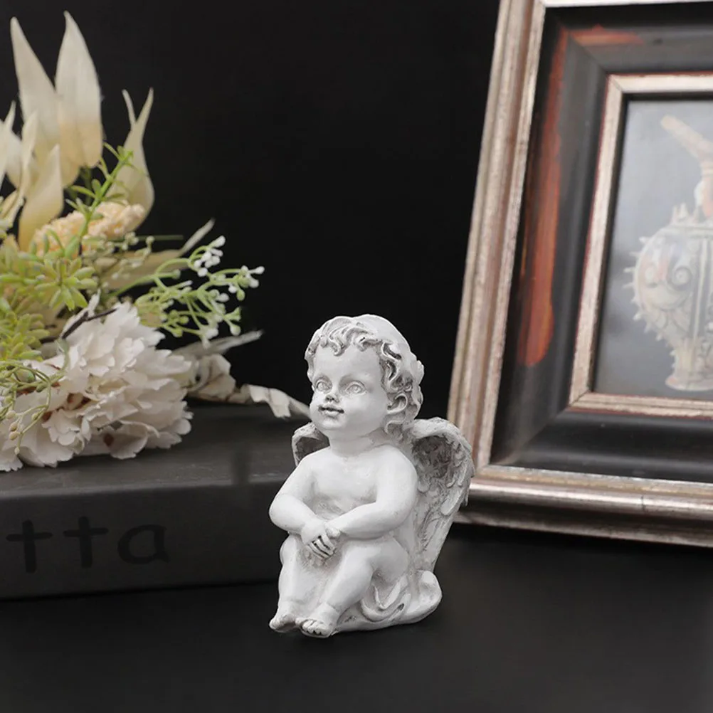 

3Pcs Resin Angel Adornment Mini Sculpture Portable Compact Size Home Decoration Brighten Photos Families Friends