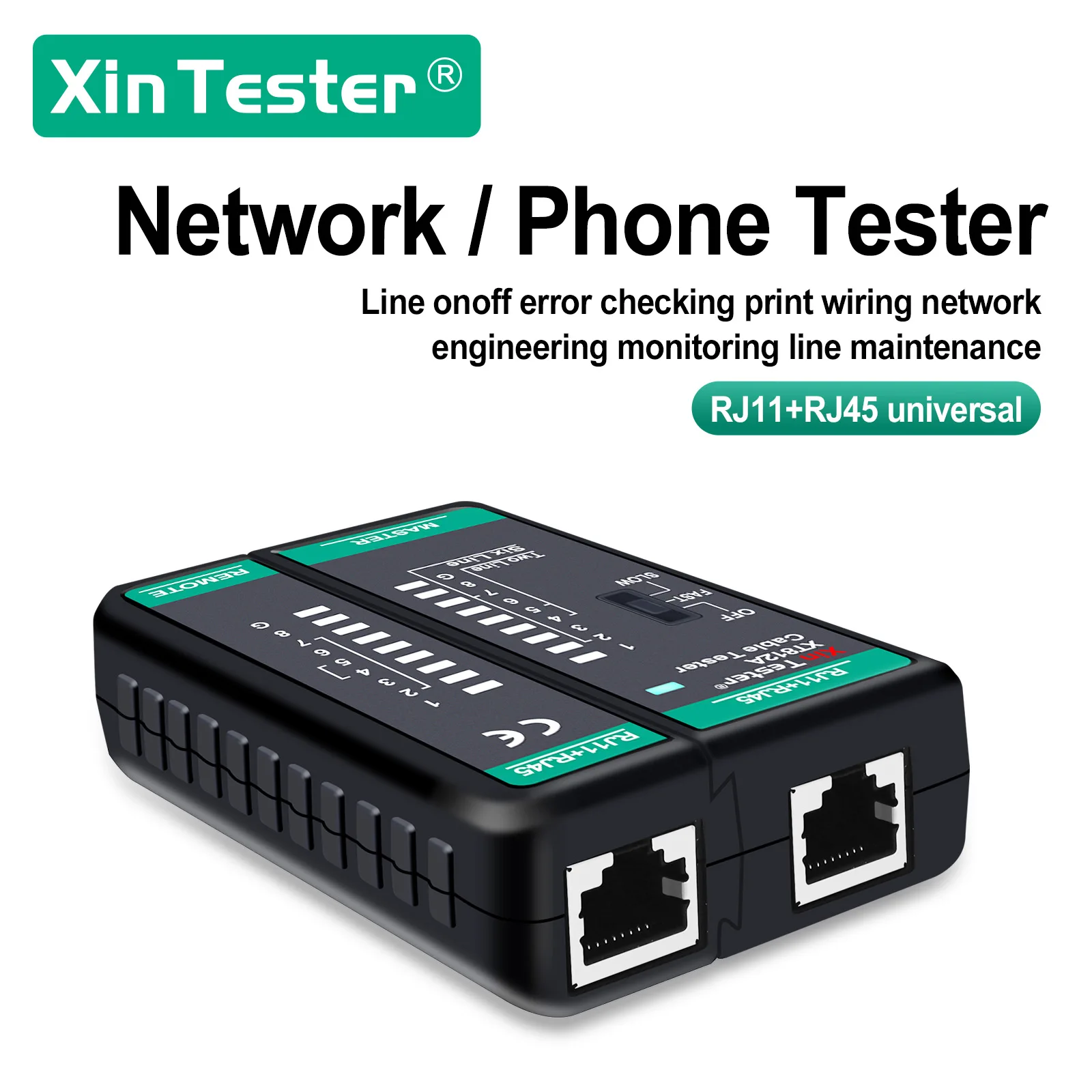 Xin Tester Wire Tracker Telephone Line Test Meter XT812A Network Cable Tester Telephone & Network Line Finder RJ11 RJ45 Tester