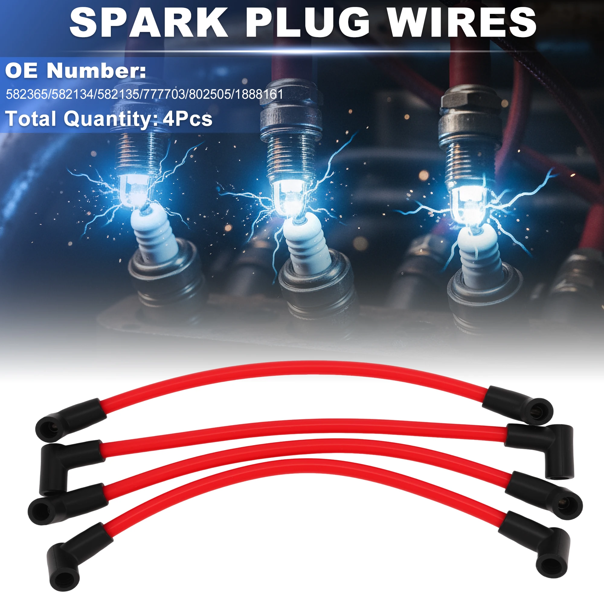 UXCELL 4 pcs Spark Plug Wire for Johnson for Evinrude V4-V6 10-235 HP 582365/582134