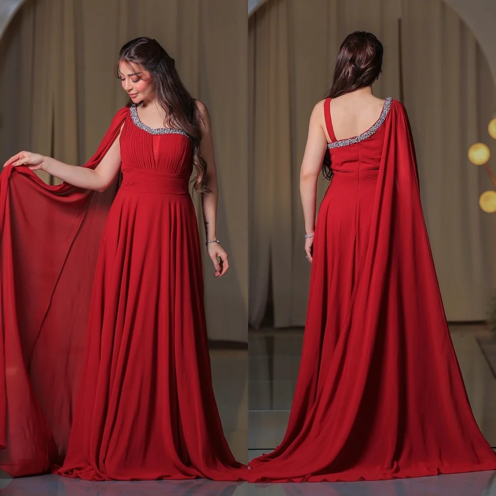 

Customized Chiffon Pleat Rhinestone A-line Floor-length Bespoke Occasion Zip Prom Dresses Gorgeous Charming Elegant Party Gown
