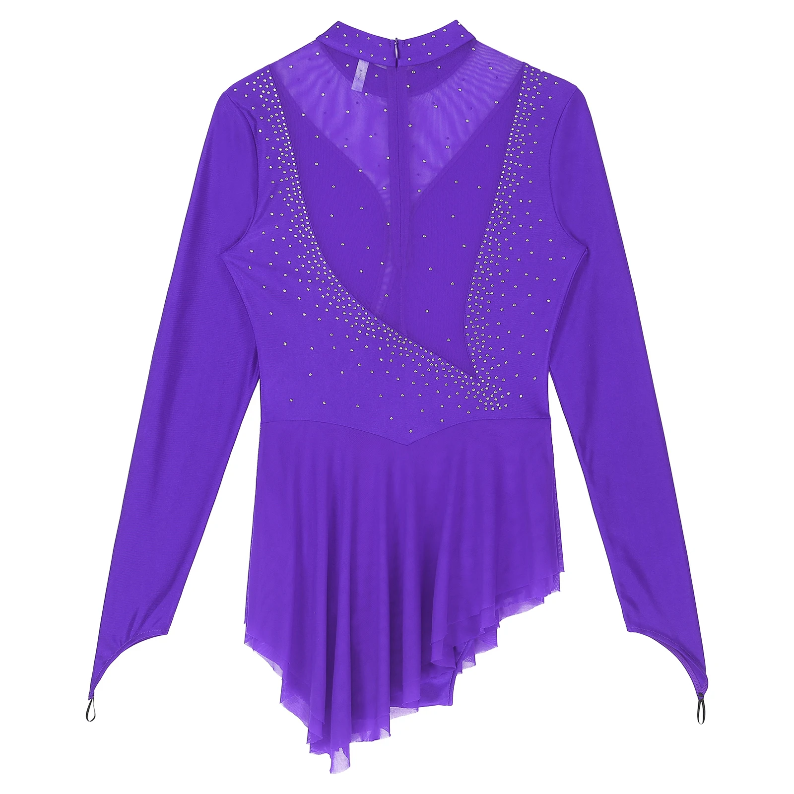 Womens Gymnastics Ballet Lyrical Dance Outfit Costume Long Sleeve Rhinestone Artistic Gymnastics Leotard Figure Skating Dress