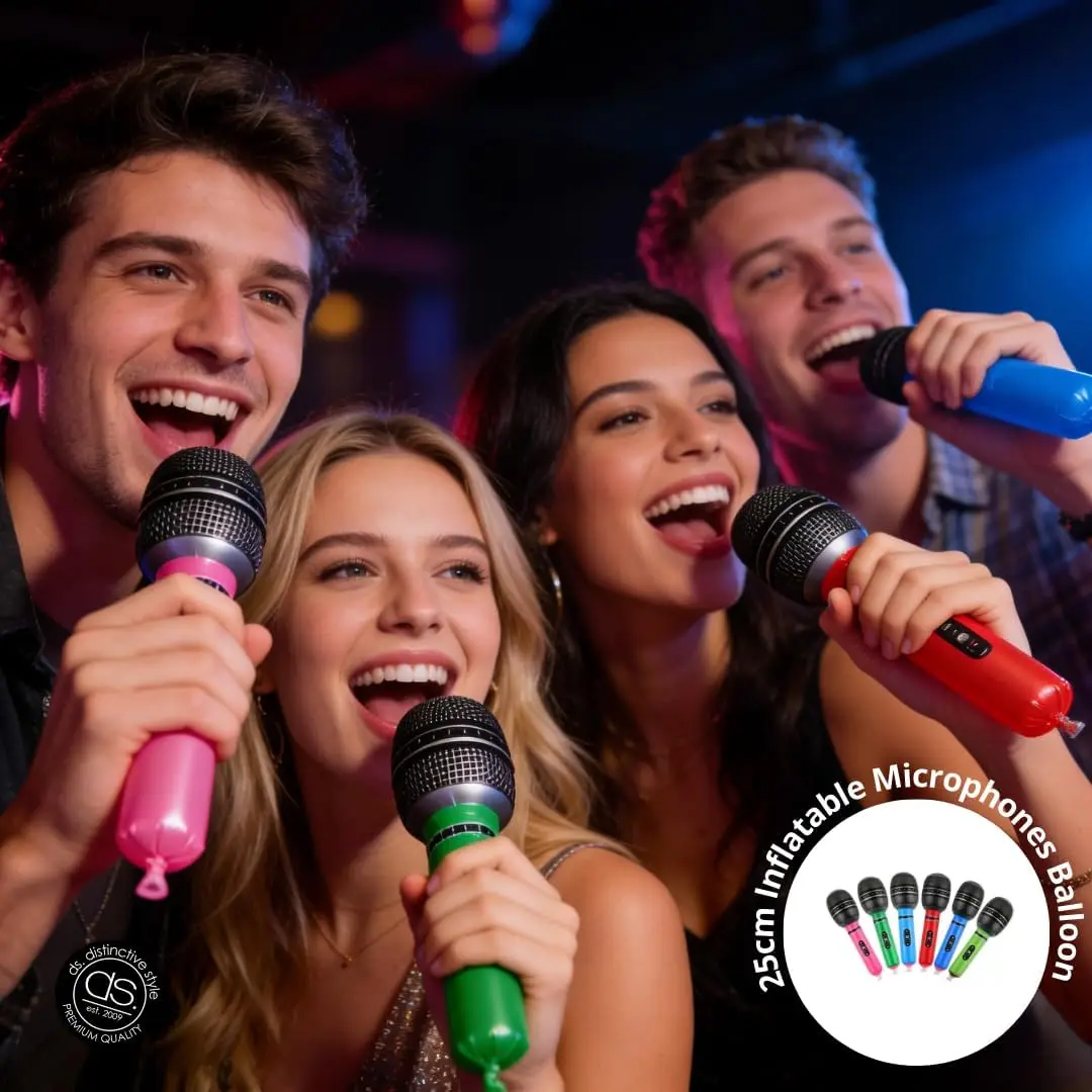 Unique Style Inflatable Microphones Blow up Microphones 80s 90s Party Favors Performace Photo Props Random Colors