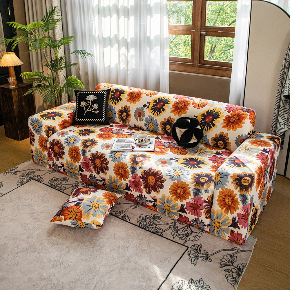 Stretch Living Room Jacquard Sofa Cover L-shaped Jacquard Thick Sofa Cover 1/2/3/4 Seater Corner Sofa Cover