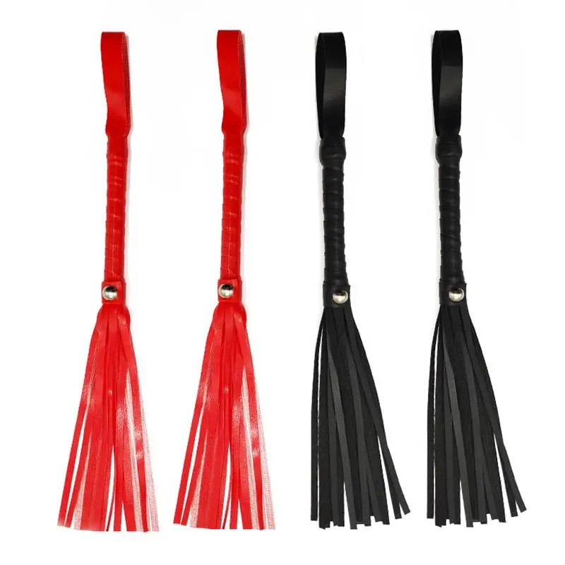 High Quality Pu Leather Pimp Whip Racing Riding Crop Party Flogger Hand Cuffs Queen Black Horse Riding Whip Sports Horsewhip