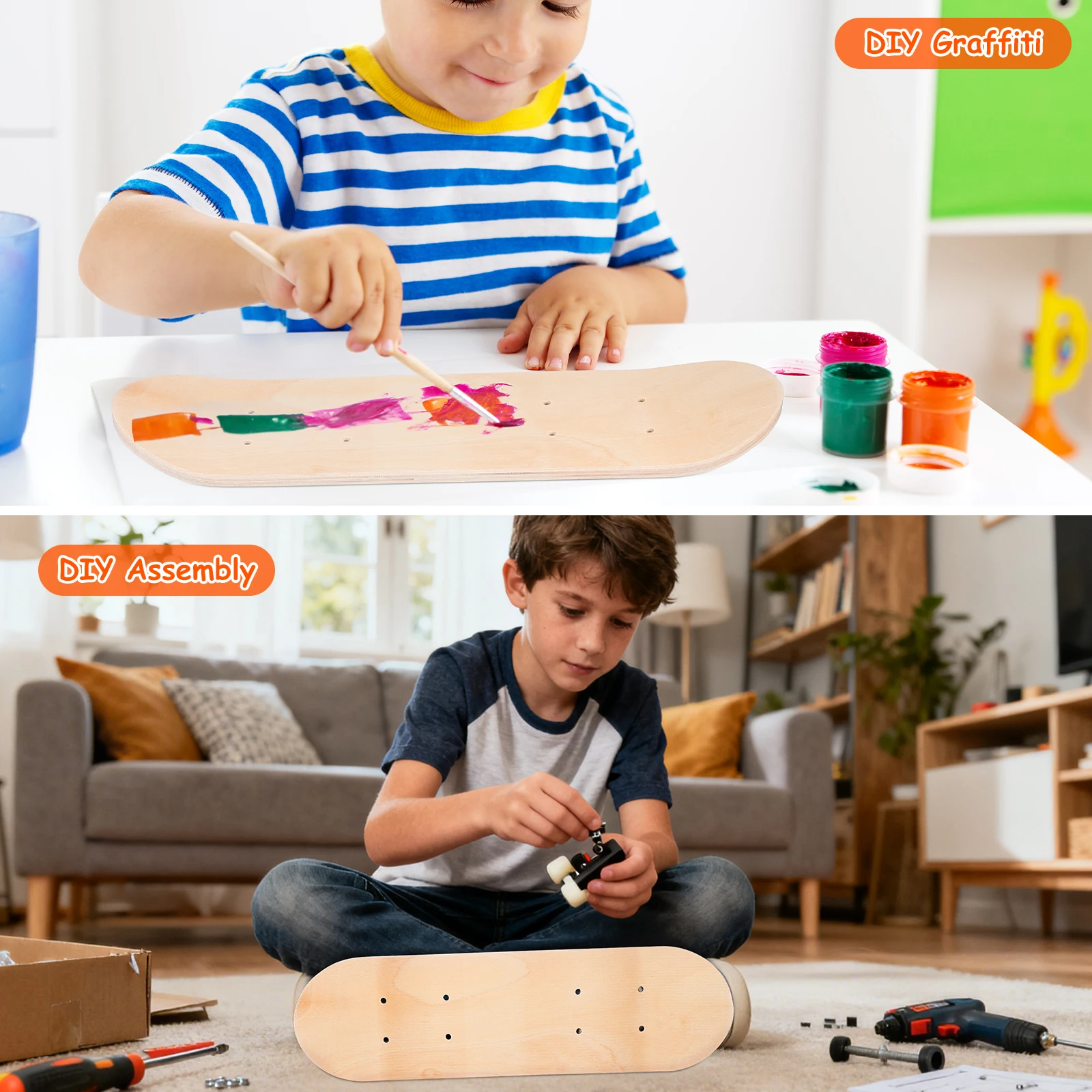 

Blank Skateboard Deck Unfinished Graffiti Maple Skate Board Deck Kids DIY Hand-painted Skateboard Toy sports theme children gift