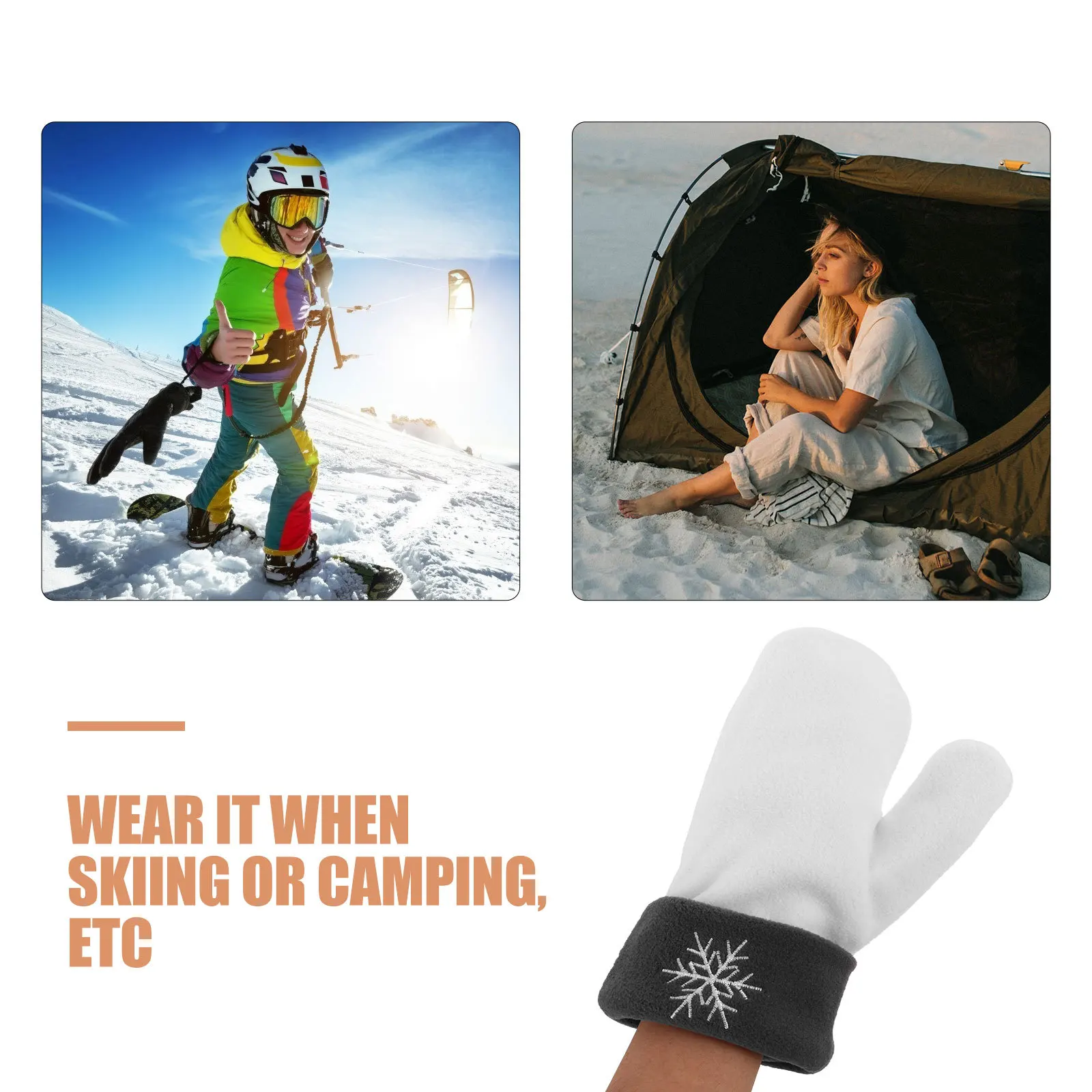 1 مجموعة زوجين عقد الأيدي قفازات طبقة مزدوجة الدافئة القطبية الصوف القفازات لينة مريحة الشتاء قفازات عيد الحب عيد الميلاد #5