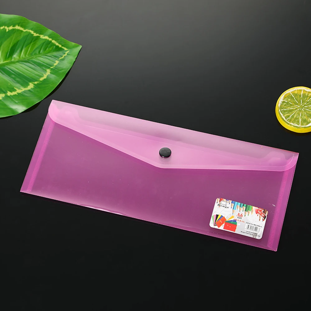 1pc Folder Random Storage Envelope With Snap Plastic Button Folder Color Organizer High Quality Document Folder Clear