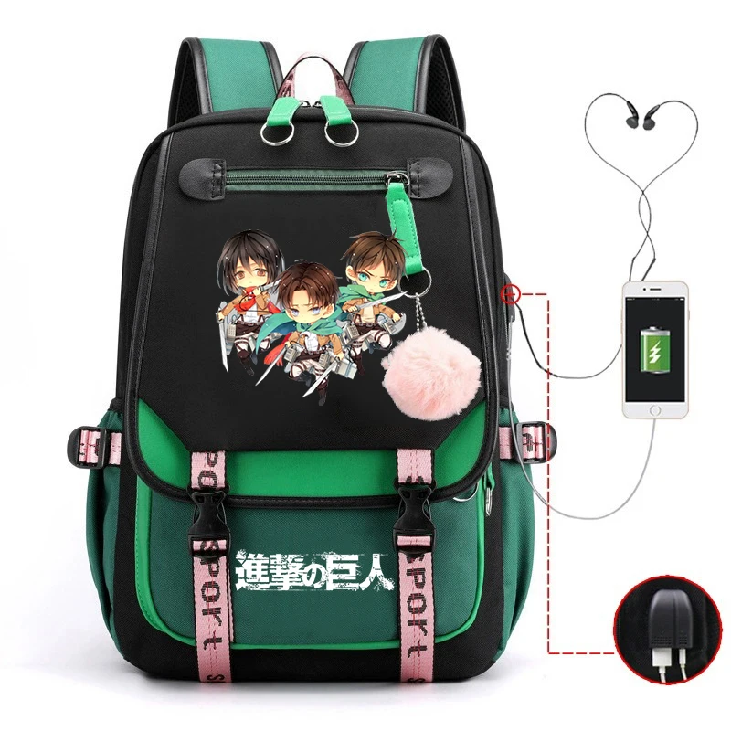 

Attack On Titan Backpack for Teenage Girl Boy Anime Shingeki no Kyojin Schoolbag Students Cartoon Rucksack Casual Travel Mochila