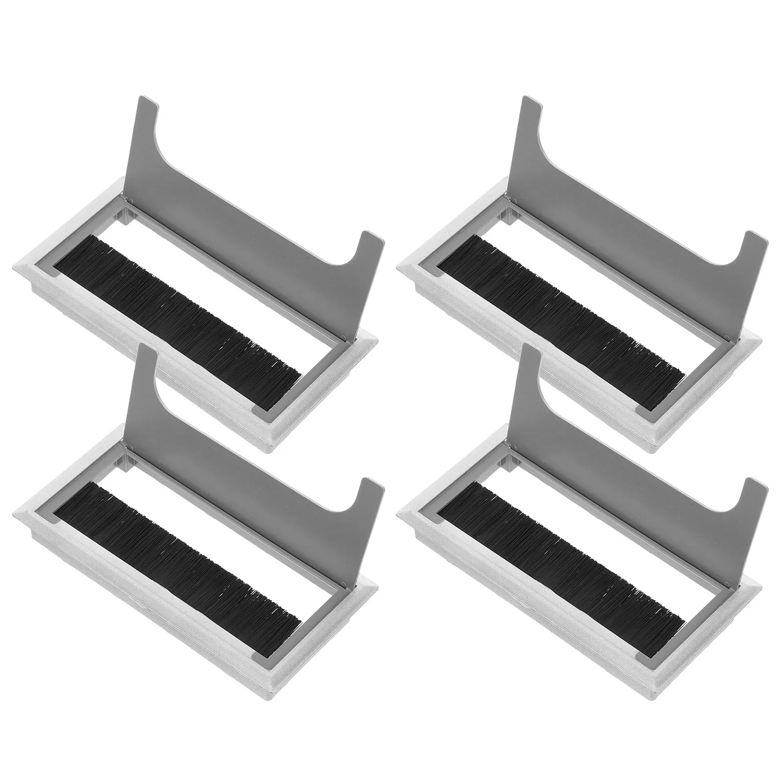 

4Pcs Desk Cable Hole Cover Black Plastic Grommet Box Brush Design Office Desk Wire Management Dust Protection Black Grommets