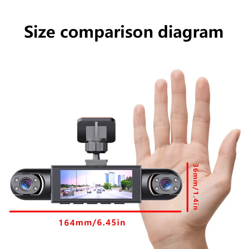 360 ° داش كام للسيارة 3/4 عدسة الجبهة اليمنى كاميرا الرؤية الخلفية للرؤية الليلية 24H وقوف السيارات كاميرا مراقبة سيارة DVR 1080P مسجل فيديو #6