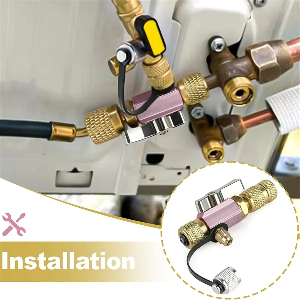 A63K& Vacuum-Rated Valve Core Removal Tool, 5/16inch Female Flare X 1/4inch Male Flare,Compatible with for R410A