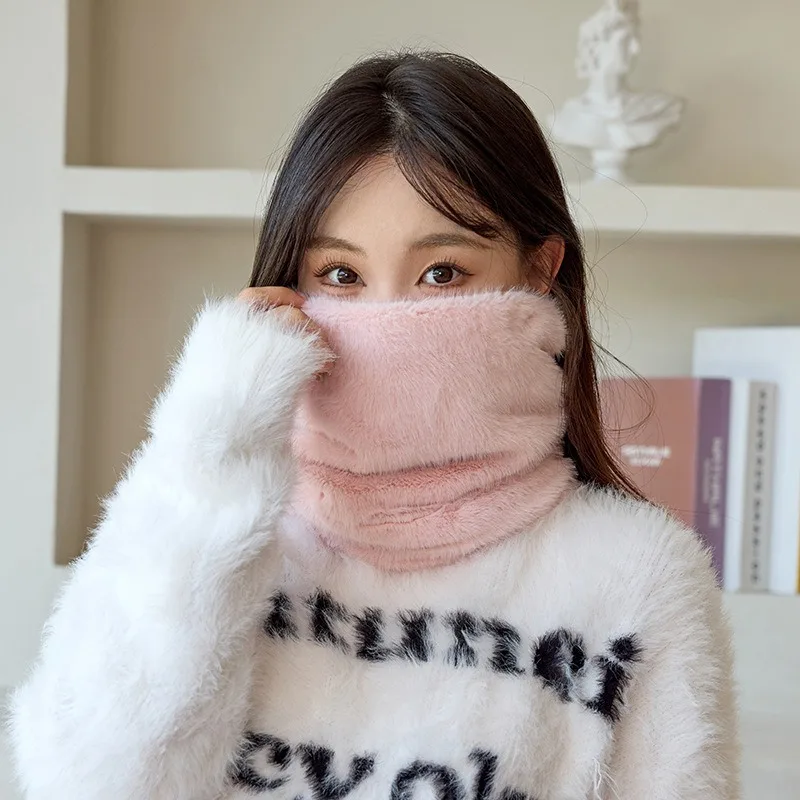 Rabbit Hair Collar Plush Scarf Women Student Winter Thick Warm Neck Warmer Sleeve Scarf Cold Proof Fashion Soft