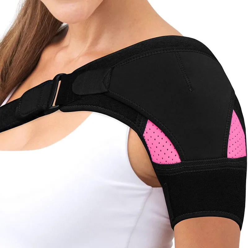 Unisex Adjustable Shoulder Brace Sports Care Single Shoulder Support Bandage Protection Back Brace Guard Strap (can add ice bag)