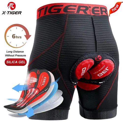 Pantalones cortos de ciclismo X-TIGER, ropa interior de malla transpirable para ciclismo, almohadilla de Gel a prueba de golpes, pantalones cortos para bicicleta de montaña, ropa interior para bicicleta