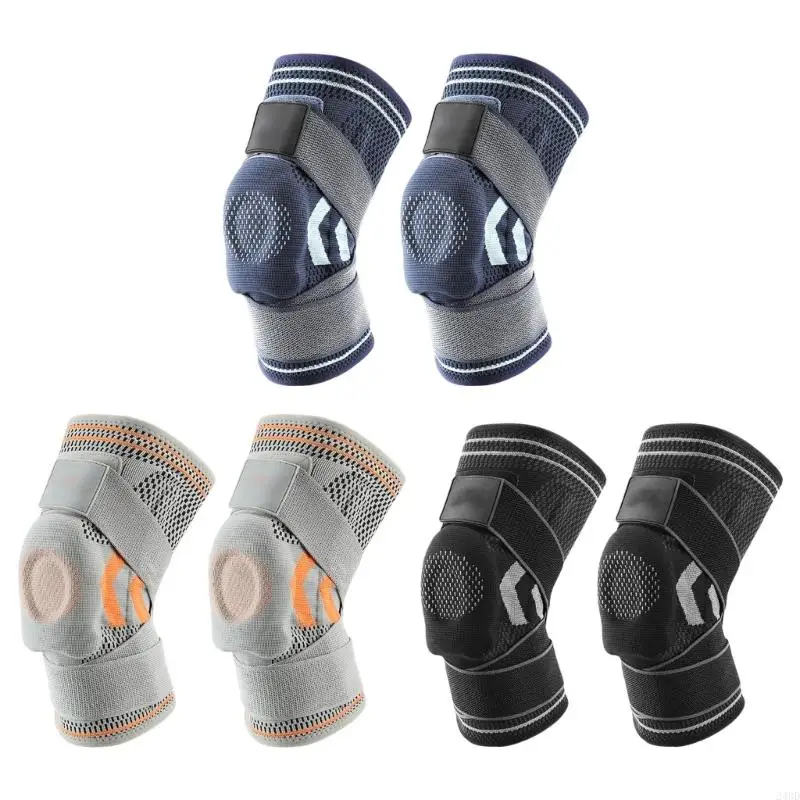Adjustable Knee Brace with Side Stabilizers Breathable Patella Support for Men Women Basketball Running Cycling Fitness 24BD