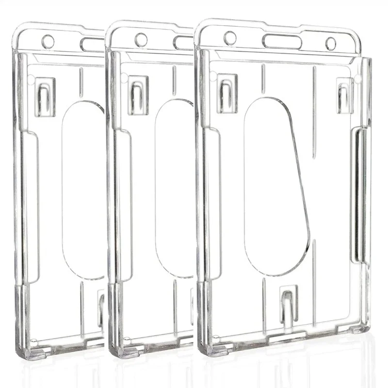 

1pc Pass Work Card Cover Dual Card Slot Hold Working Permit Case Transparent Badge Holder PC Plastic Exhibition ID Card Tag