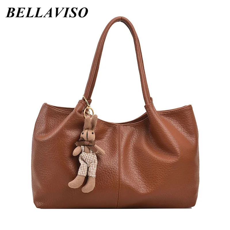 

BellaViso Casual Large Capacity Women's PU Leather Shoulder Bag Female's Simple Versatile Tote Armpit Shopping Bags BLSB-127