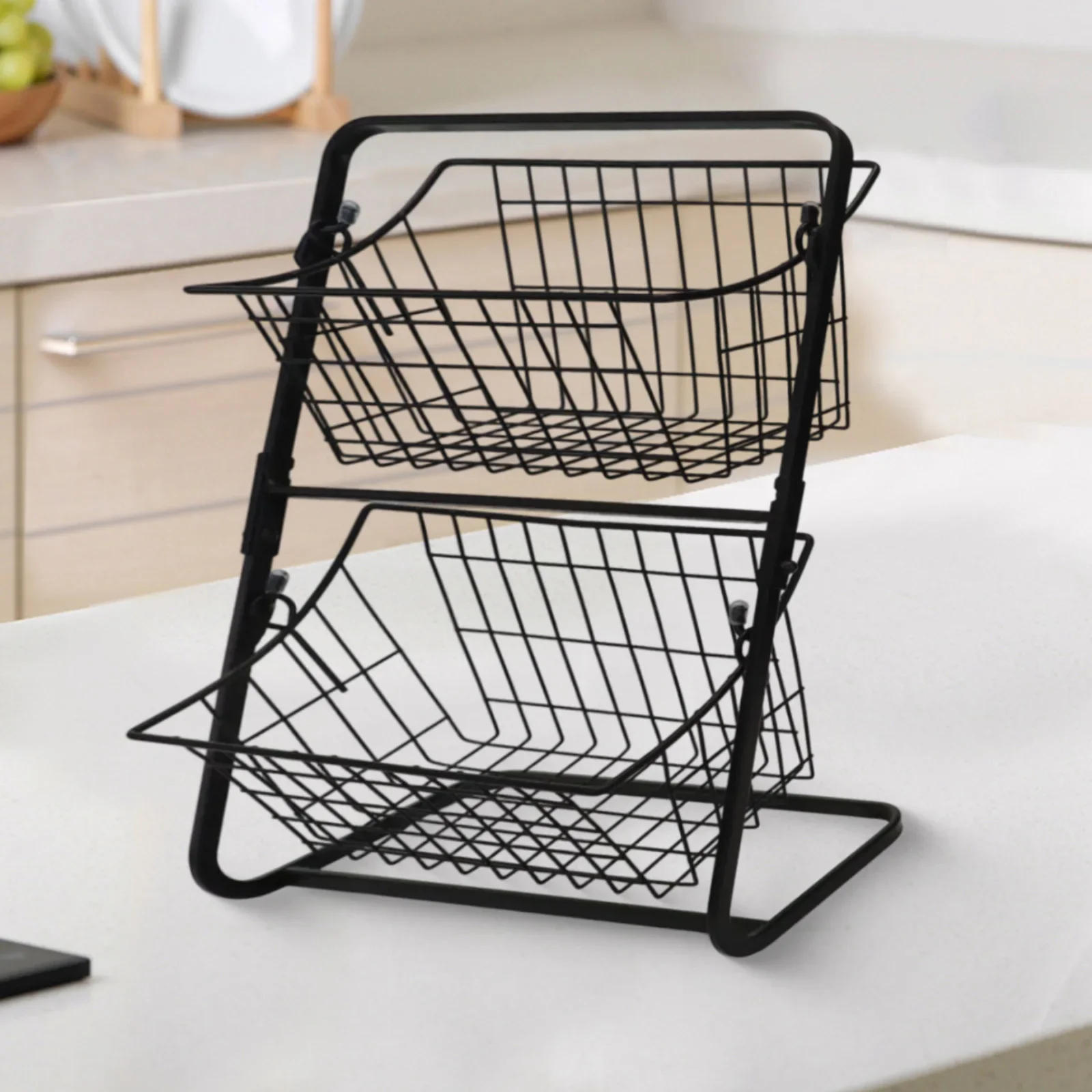 Decorative Basket White 2 Tier Storage Rack Spacious Storage Solution Stylish Modern Look Easy To Clean Material