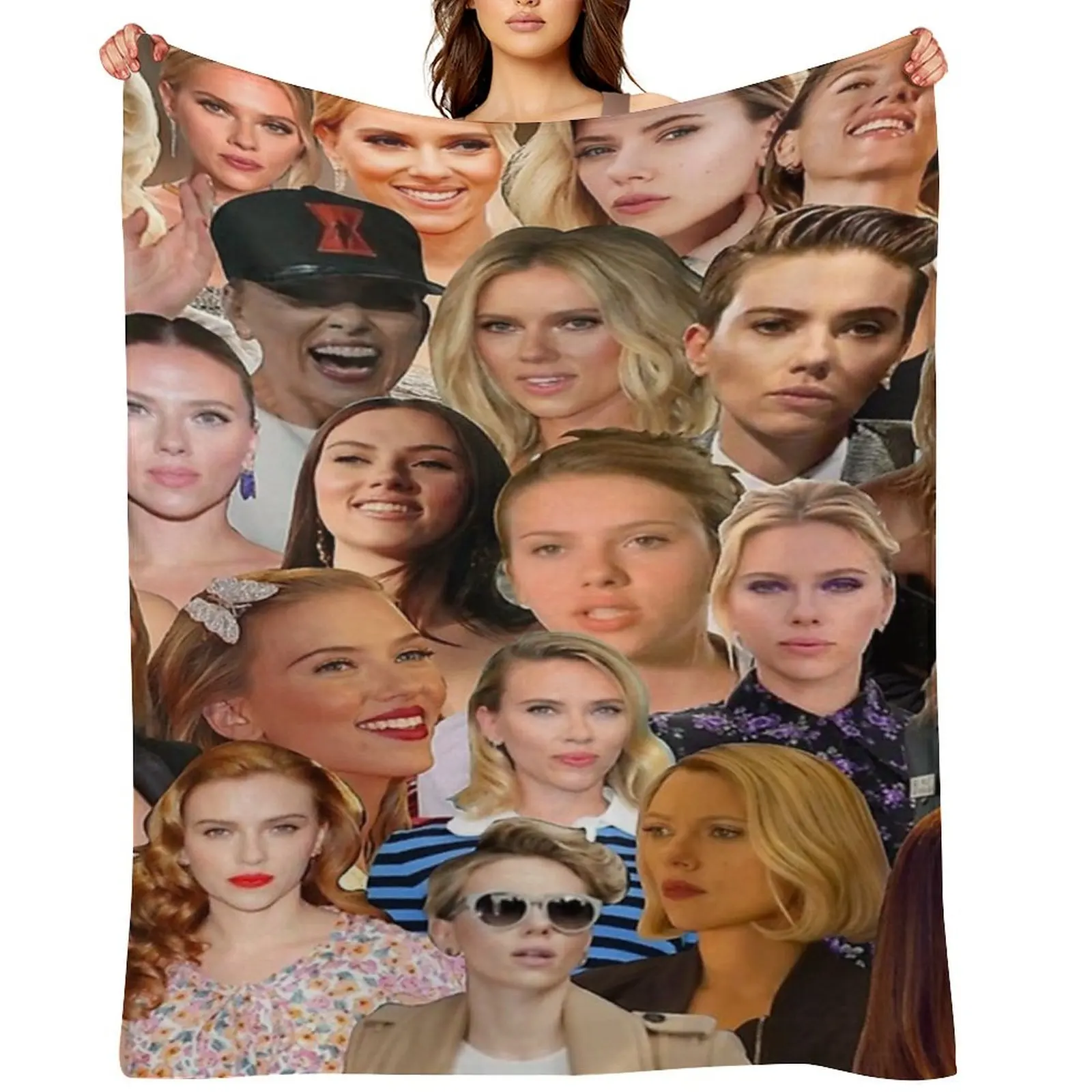 

Scarlett Johansson Photo Collage Throw Blanket Blankets For Sofas Stuffeds Personalized Gift Thermal Blankets
