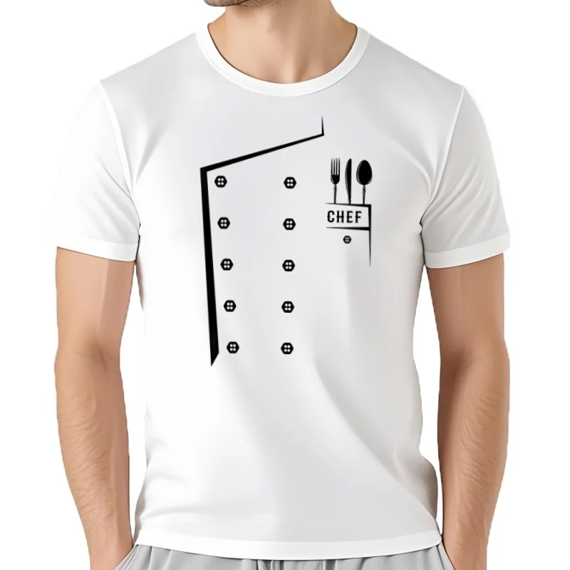 divertida de Chef para hombre,  Chef de cocinero de manga corta, gráfica de moda con cuello redondo,  manga corta de v
