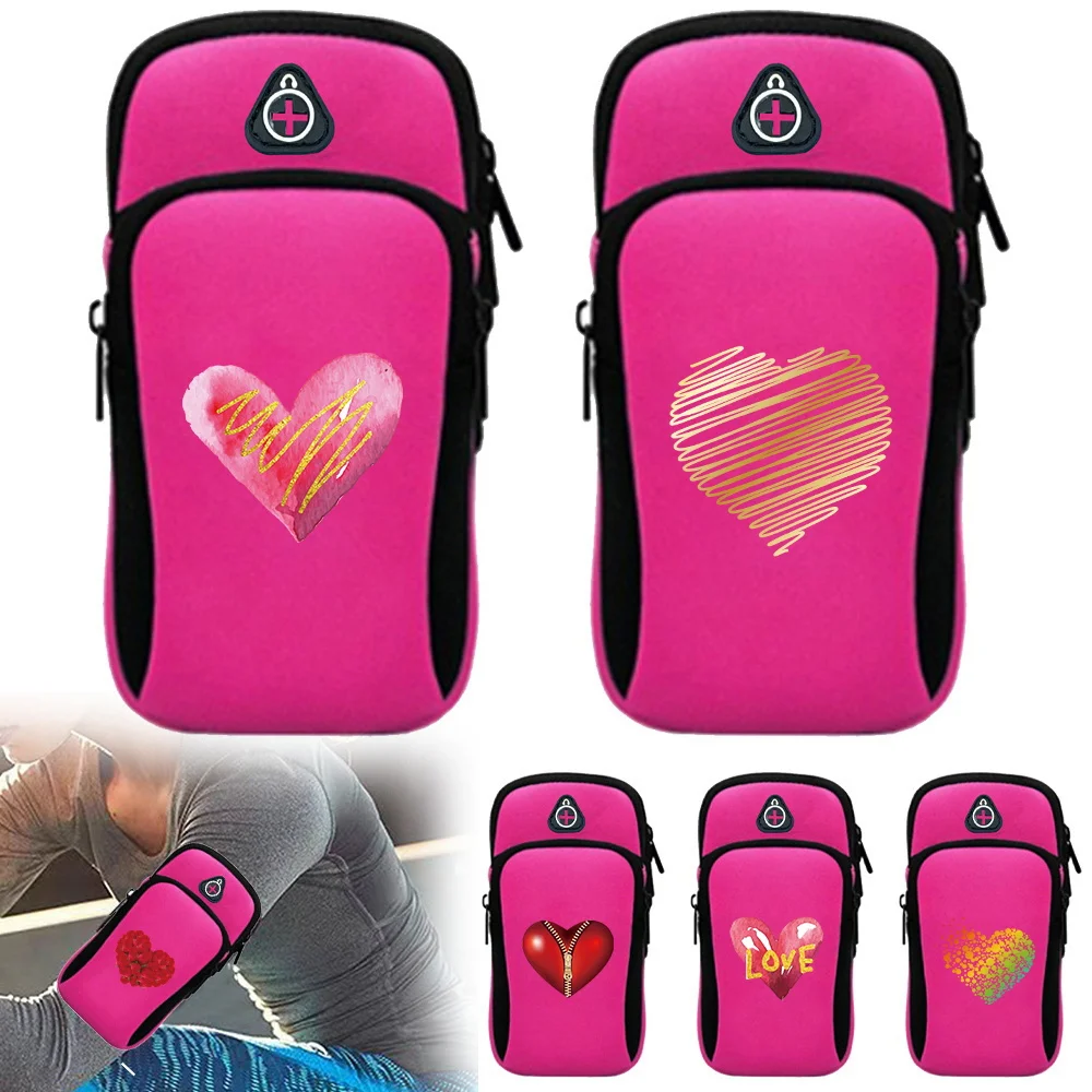 Running Mobile Phone Arm Bag Love Series Sports Phone Armband Running Jogging Mobile Phone Protective Bags Sundries Storage Bag