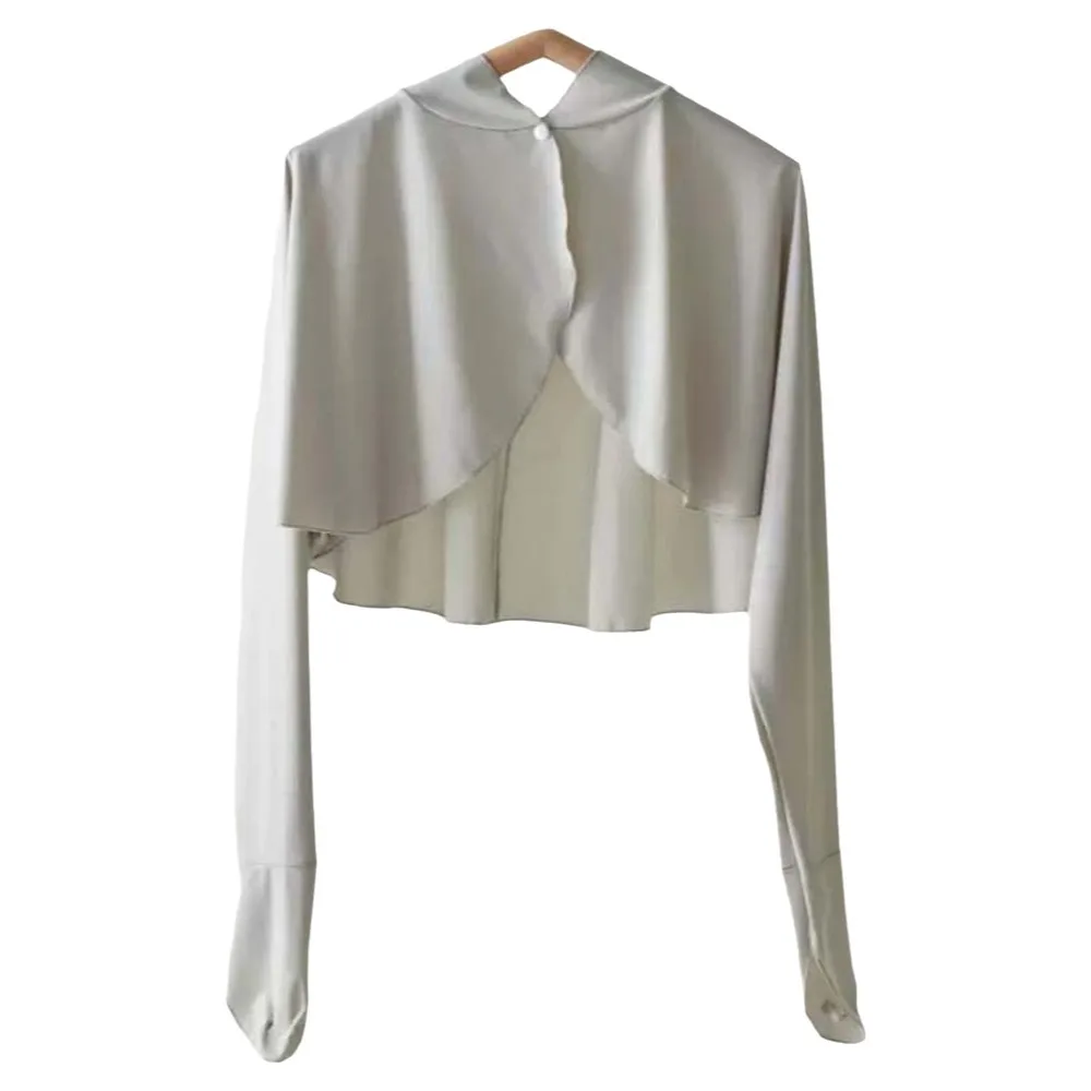 

Sweet Solid Color Summer Sunscreen Shawl Sunshade Cloak Long Sleeve Ice Silk Cape Thin Arm Sleeves Sun Protection Clothing Women