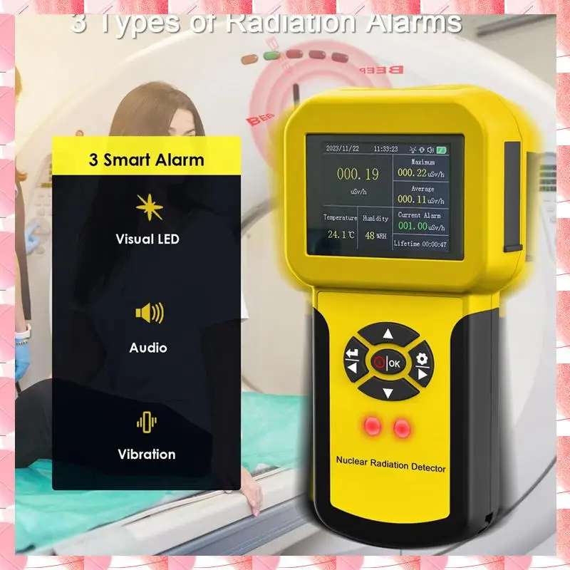 JAJA Detector de radiação nuclear profissional Contador Geiger Detector de radiação Β Y X-Ray Gamma, com conjunto de alarme, HP-886A
