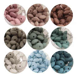 QHBC 100pcs 12*7mm Silicone Lentil Beads Babies Teether Accessories BPA Free Newborn Items Teething Necklace Pacifier Chain DIY