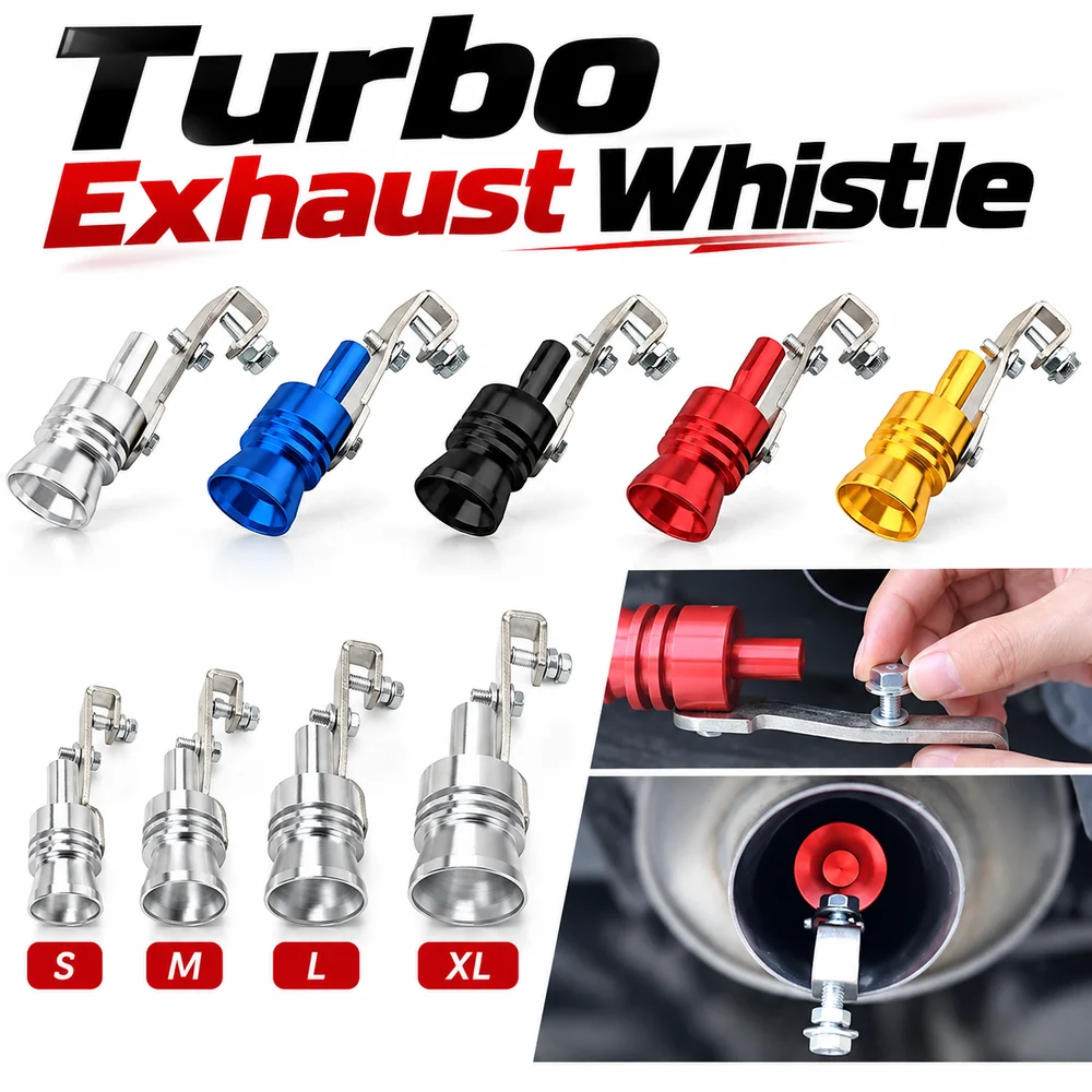 1Pcs Aluminum Iron Exhaust Whistle S M L XL Red Blue Gold Silver Black Exhaust Pipe Whistle 32-85mm Diameter Easy Installation