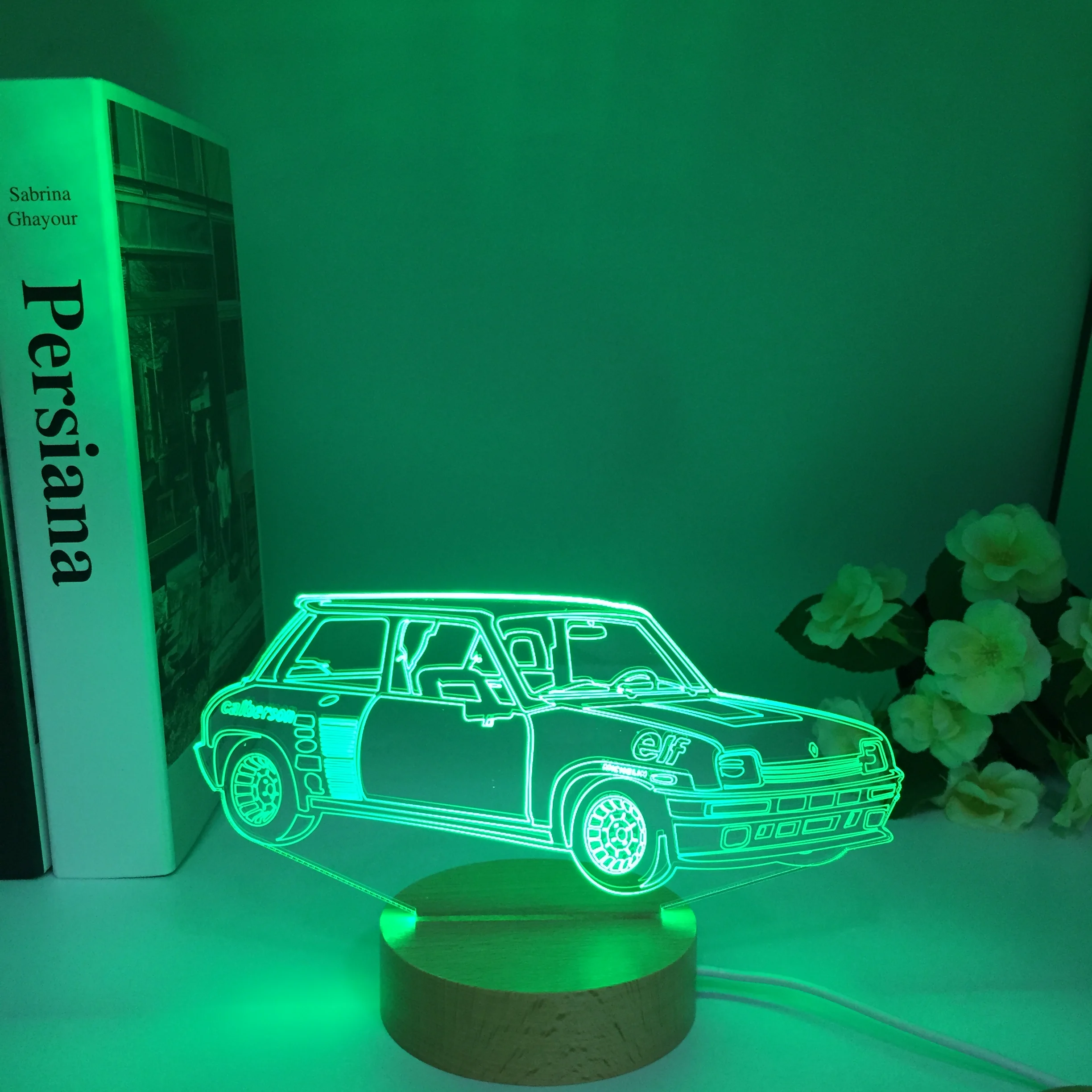 Wooden Cool 3D Car Theme Night Light LED USB Table Desk Lamp Home Decor Christmas Gift Kids Toys Birthday Present Multicolors