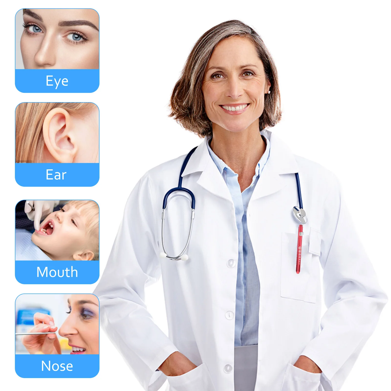 

3pcs Reusable Led White Light Pupil Gauge 13.5Cm Diagnostic Pocket Clip Nurse Medical Student Home Use Pre Focused Lens