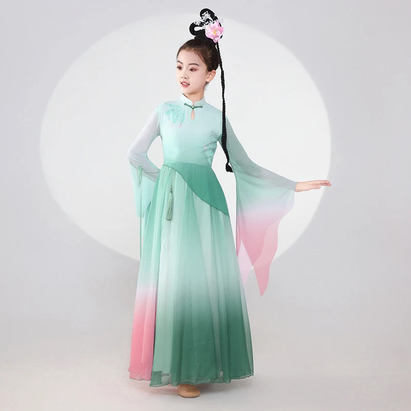 Kostium do tańca klasycznego dla dzieci Elegancka dziewczyna Chiński taniec Fan Grupa Kostium do tańca Singerdress