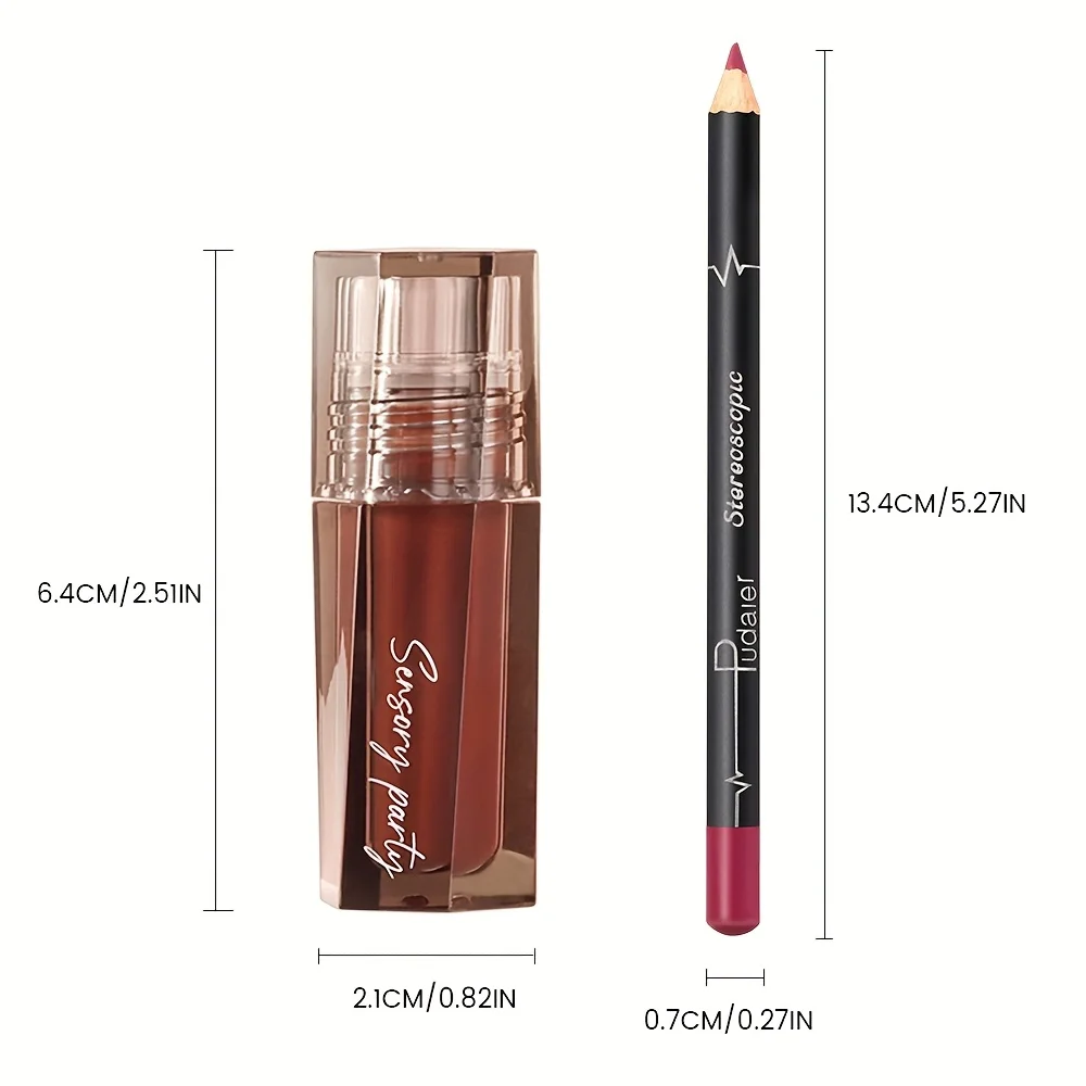 Ensemble de brillant à lèvres et crayons à lèvres, hydratant et hydratant, imperméable et durable, recommandation du cadeau de la Saint-Valentin