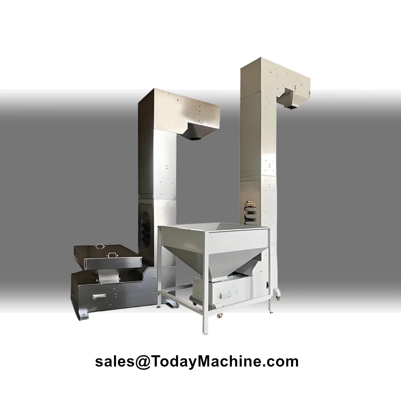 Elevador automático de cubos tipo Z con tolva alimentadora transportadora para alimentos, aperitivos, nueces, cereales y granos