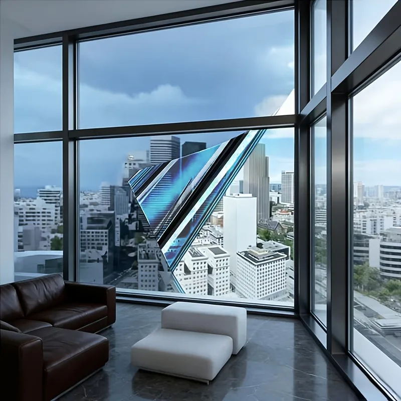 1 Roll Blue Privacy Window Film Instant Cooling Sun Heat Control Static Cling Removable for Living Room Bedroom Office Glass