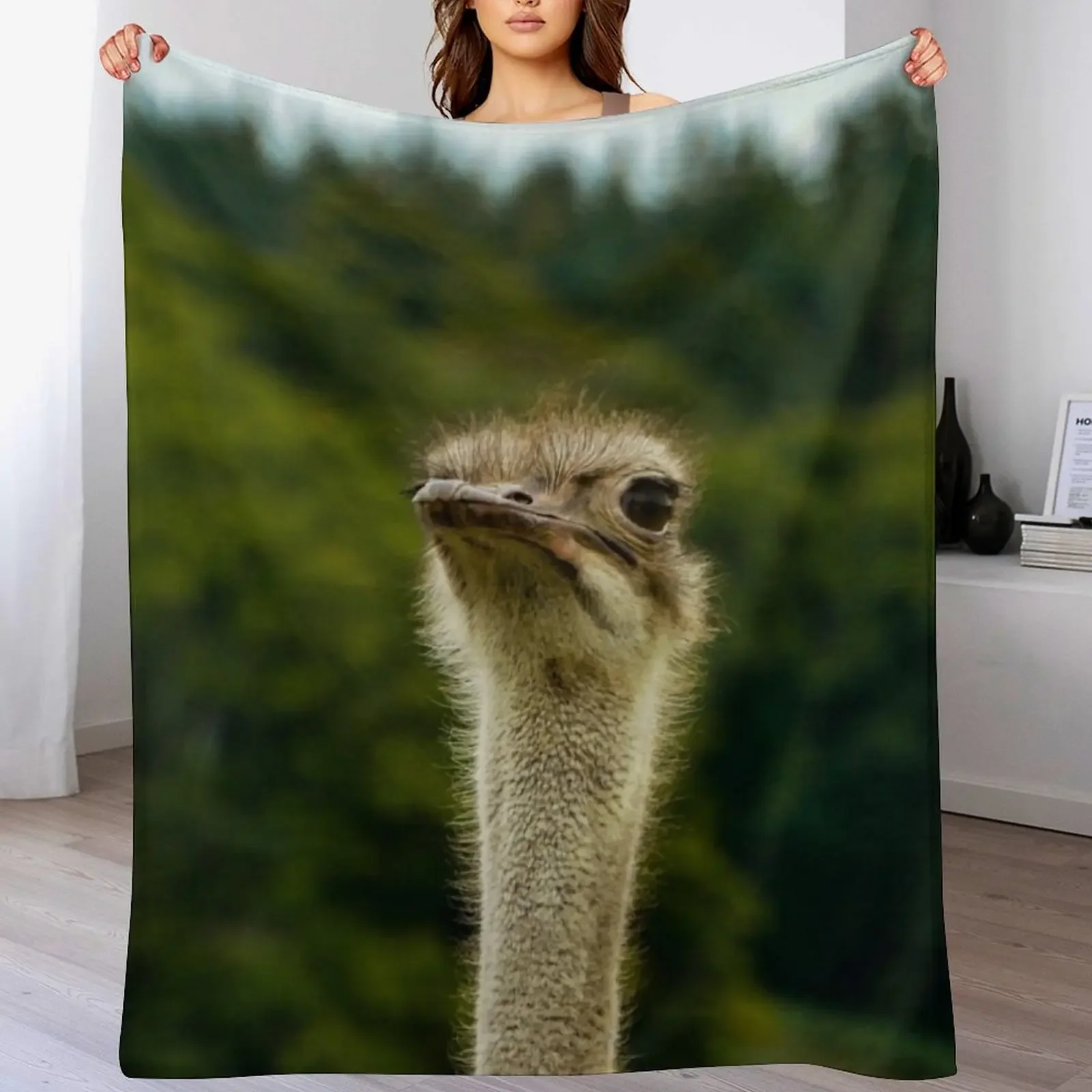

Ostrich Stood Tall Photograph - Ostrich Photography Throw Blanket Soft Beds Travel decorative Summer Beddings Blankets