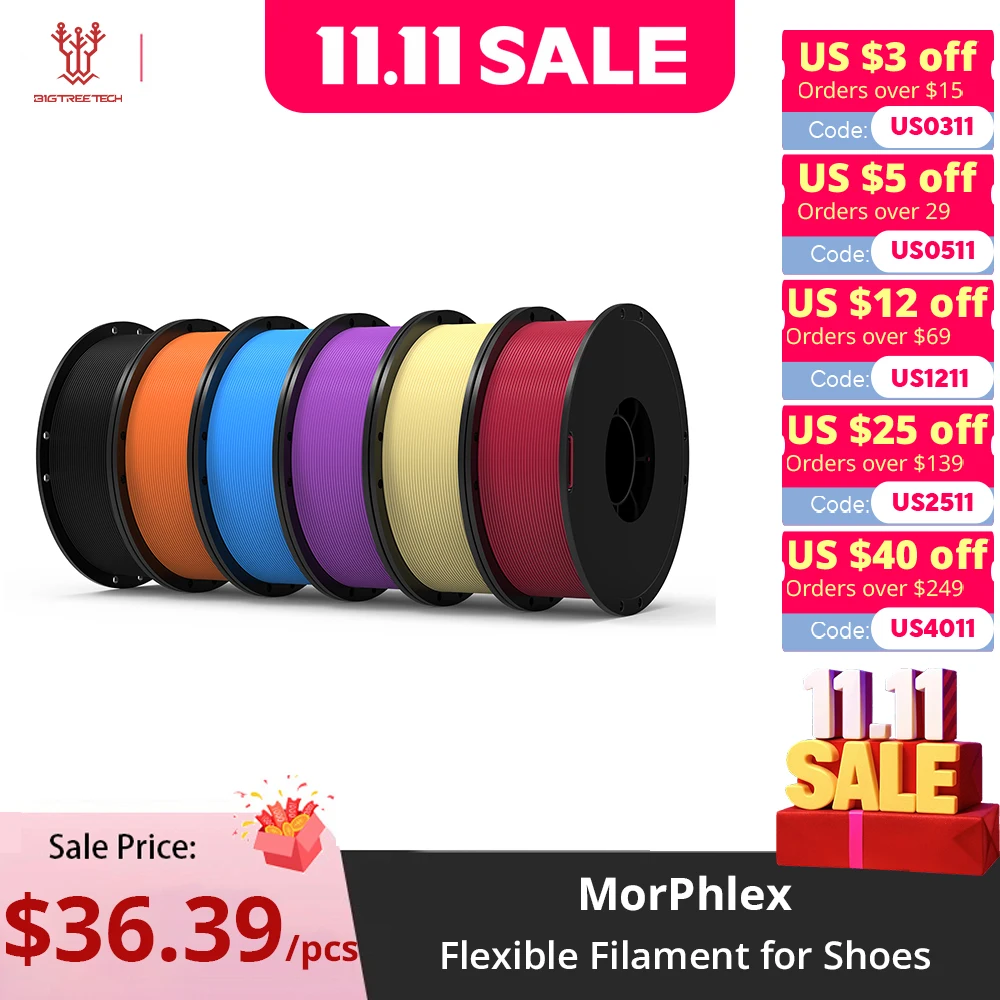 

Гибкая нить BIQU MorPhlex, 1 кг, материал для обуви, 1,75 мм, 3D-принтеры, мягкая гибкая нить 90A/75A для 3D-принтеров