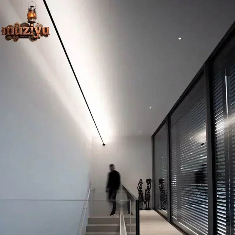 

Muziyu Modern Minimalist Wall Lamp Black White Skyline Linear LED Bar Strips Sconce Wall Light for Living DIY Background Decor