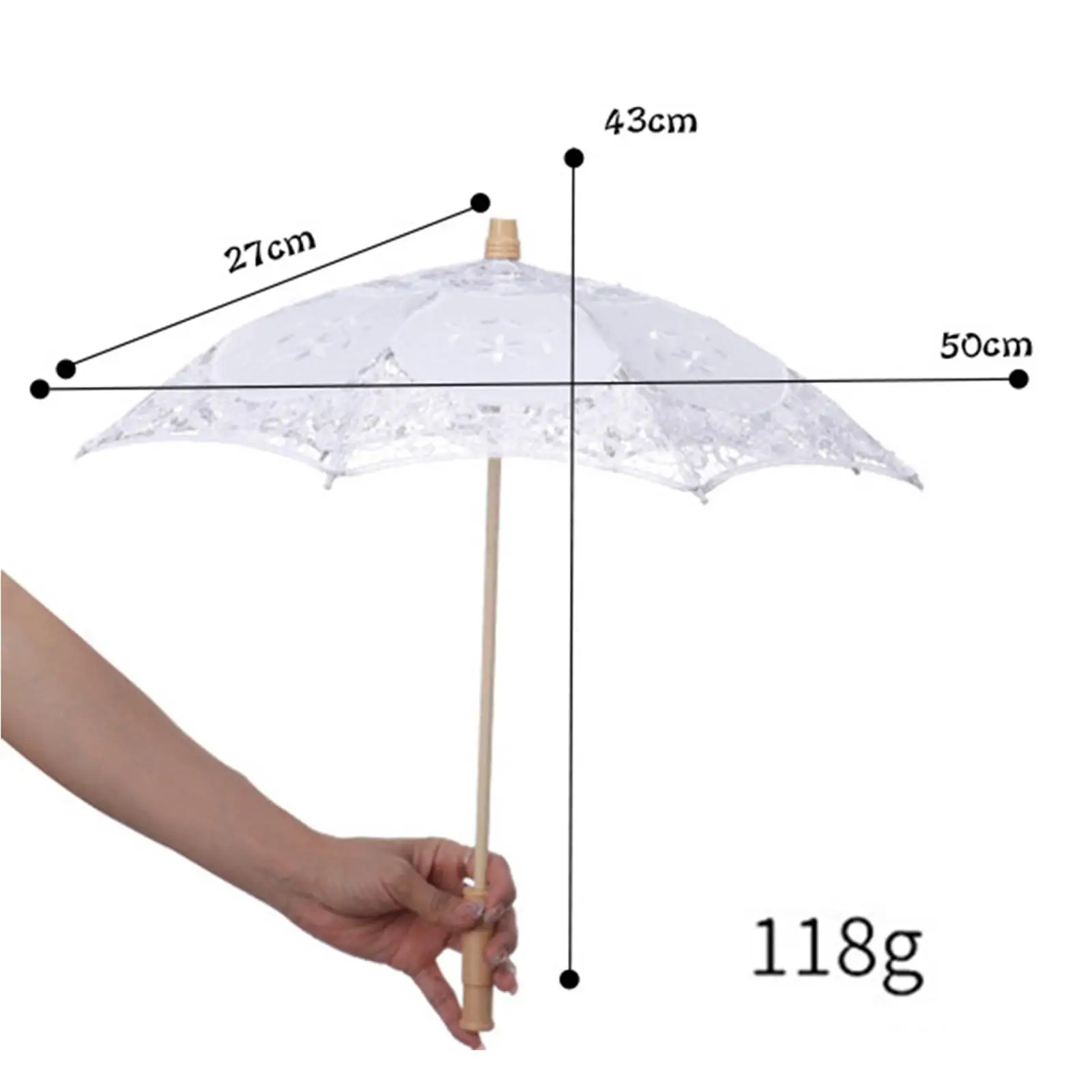 Lace Umbrella Vintage Style Umbrellas Parasol Romantic Wedding Bridal Umbrella for Halloween Photo Prop Women Lady 43cm