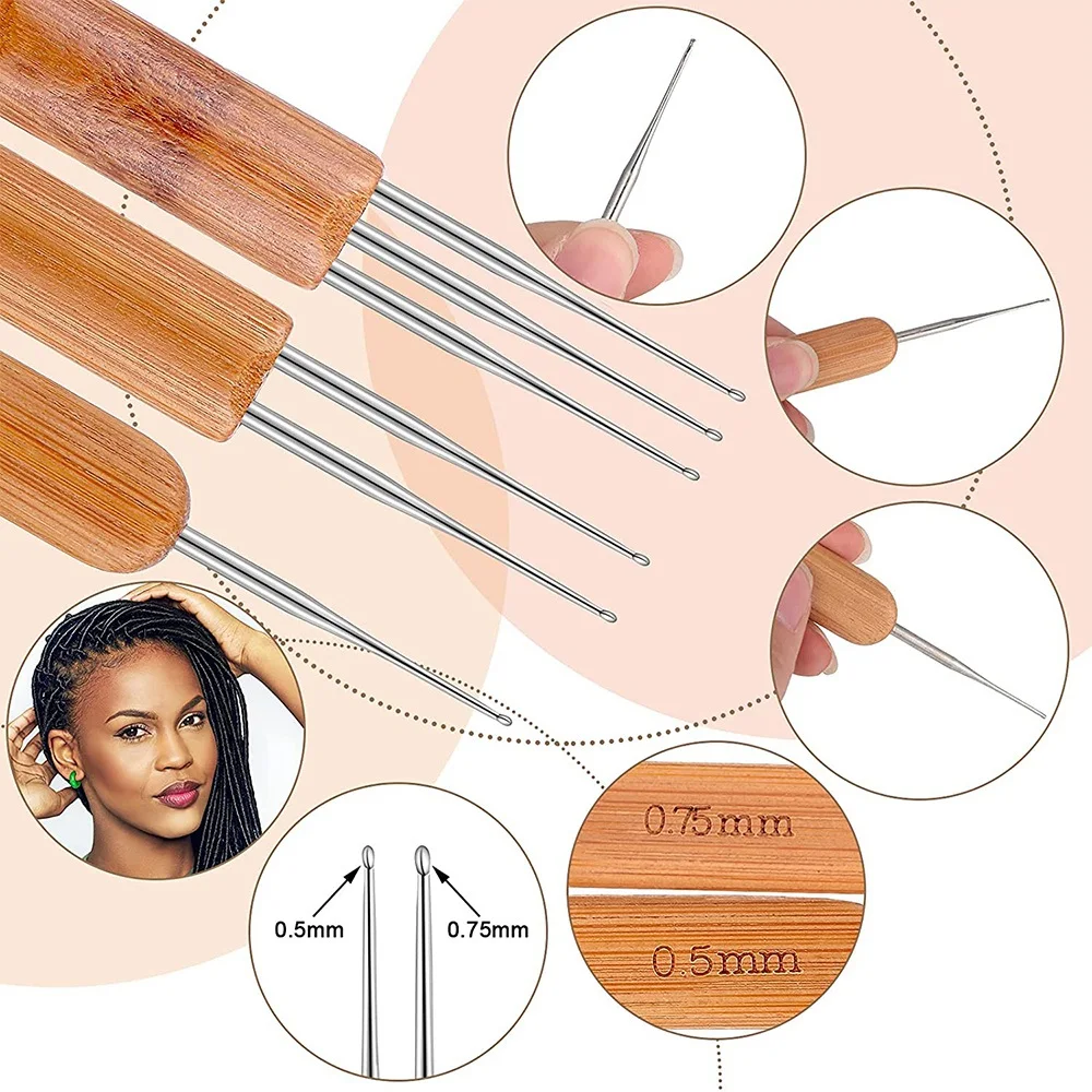 Mais novo! 31pc tranças conjunto de ferramentas de bloqueio de agulha de crochê, dreadlocks agulhas cabelo dobrado ferramentas de bloqueio com dreadlocks anel de cabelo