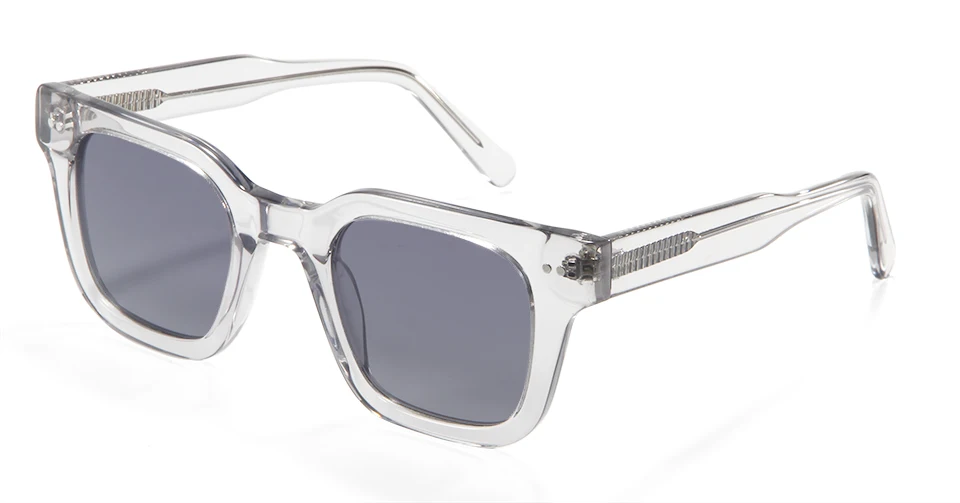 Chim 004 Designer-Sonnenbrille aus schwarzem Acetat, große polarisierte quadratische Fassung für Damen und Herren, flache UV400-Schutzgläser – Detail 25