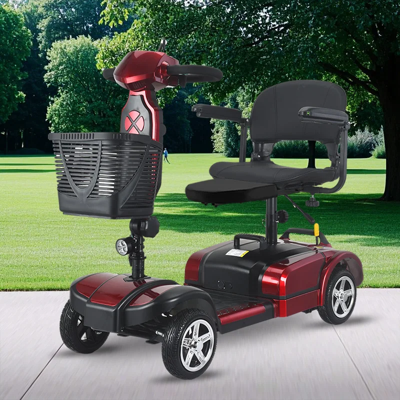 Four - Wheel Elderly Mobility: Ultra - Light, Electromagnetic Brake - equipped Scooter