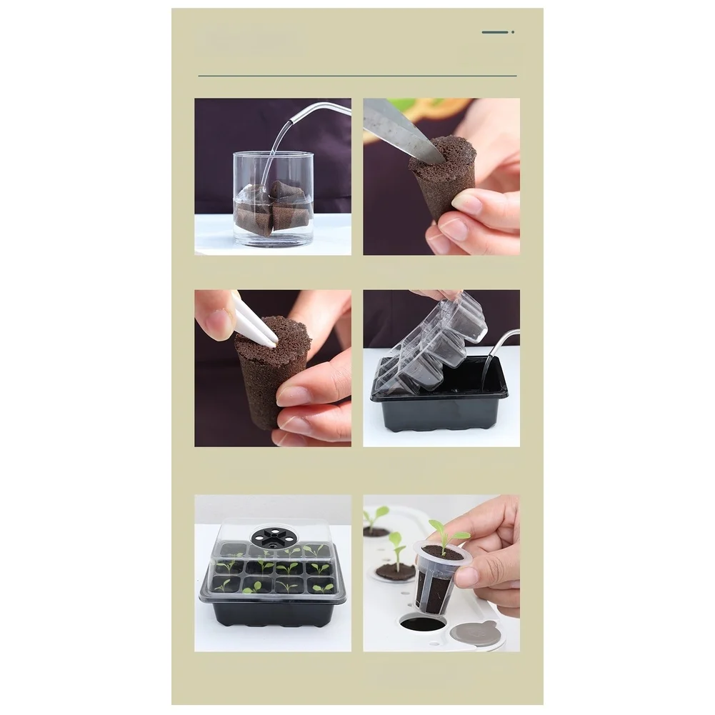 Home gardening planting sponge starter block for vegetables and herbs soilless cultivation Black soil/PET 12 or 50 pcs