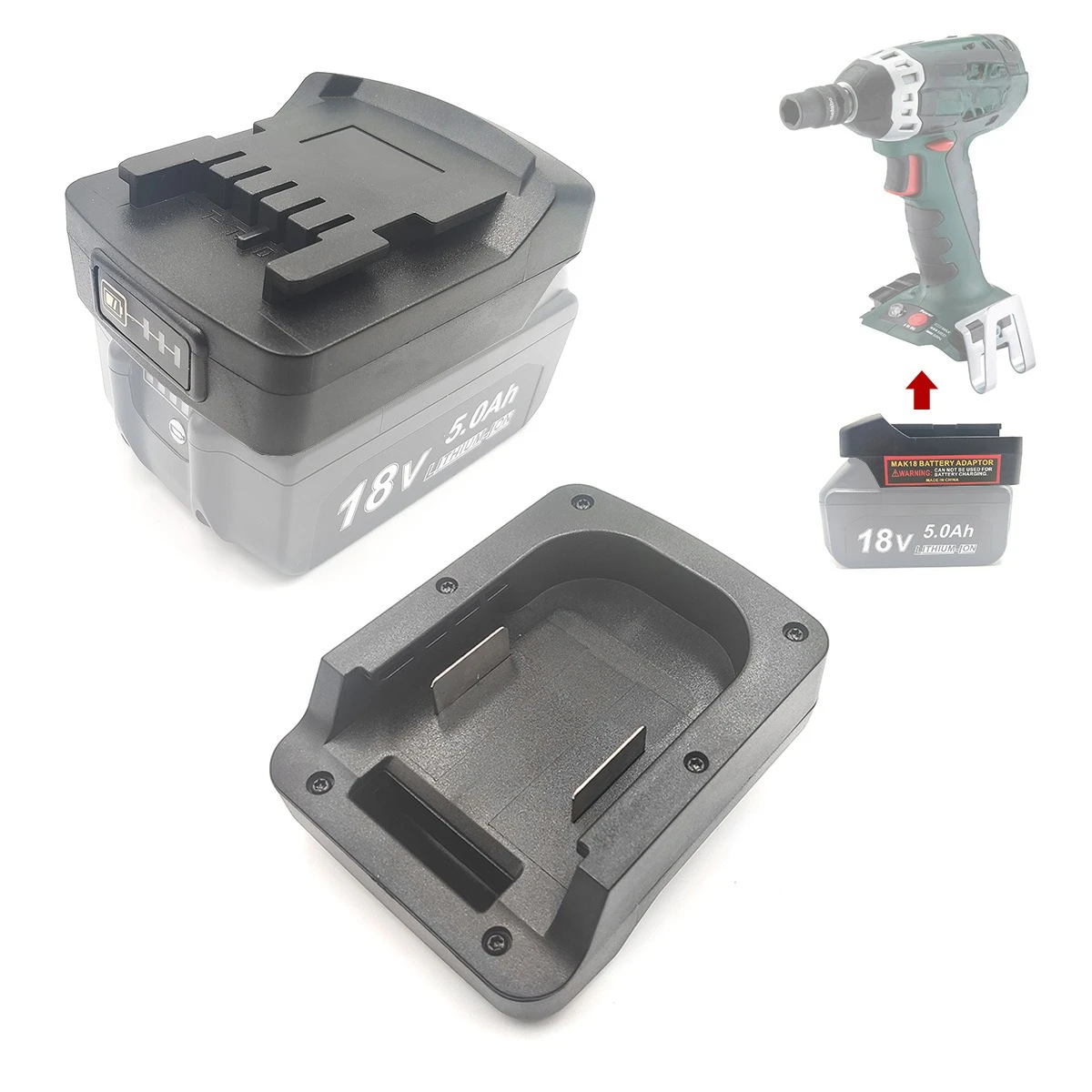 

Адаптер для аккумулятора Metabo 18V, совместимый с литиевыми аккумуляторами Makita 18V, высококачественный, портативный, с функцией Plug and Play.