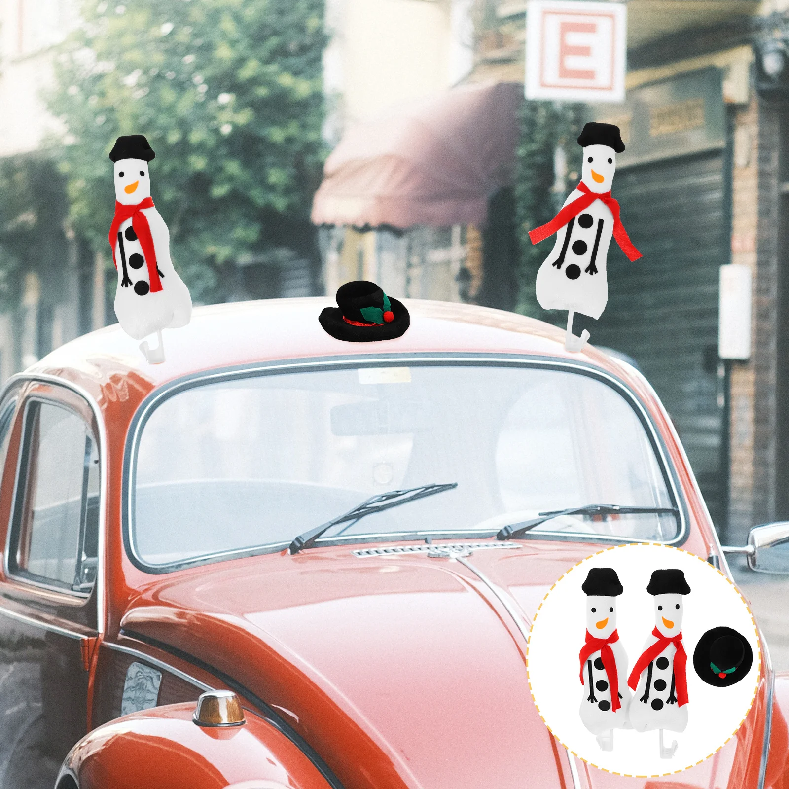 2 قطعة عيد الميلاد ثلج سيارة الديكور متعة سهلة التركيب مقاومة للاهتراء سيارة عيد الميلاد ديكور التبعي #5