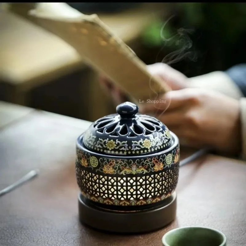 Ceramic Electronic Incense Burner Timing Adjustable Temperature Sandalwood Creative Home Incense Essential Oil Plug in Censer